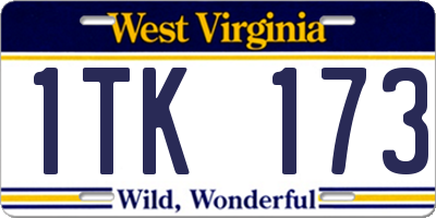 WV license plate 1TK173