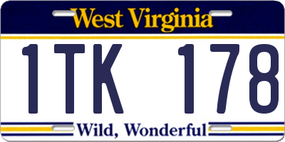 WV license plate 1TK178