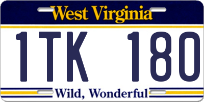 WV license plate 1TK180