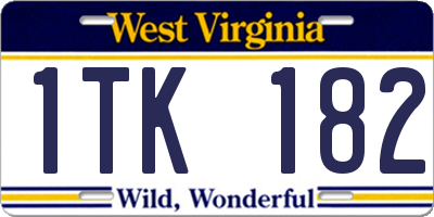 WV license plate 1TK182