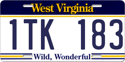 WV license plate 1TK183