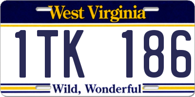 WV license plate 1TK186