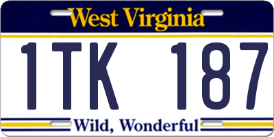 WV license plate 1TK187