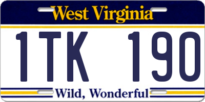 WV license plate 1TK190