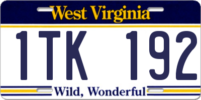 WV license plate 1TK192