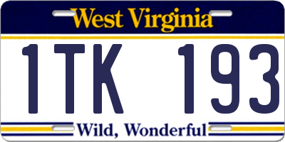 WV license plate 1TK193