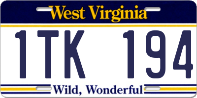 WV license plate 1TK194