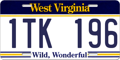 WV license plate 1TK196