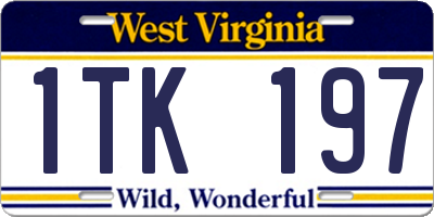 WV license plate 1TK197
