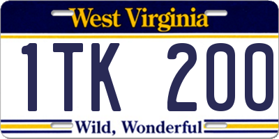 WV license plate 1TK200