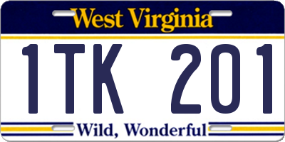 WV license plate 1TK201