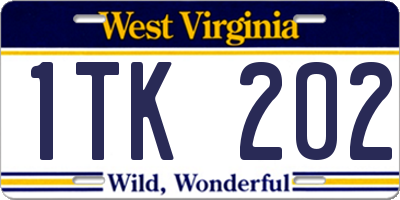 WV license plate 1TK202