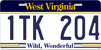 WV license plate 1TK204