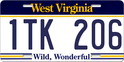 WV license plate 1TK206