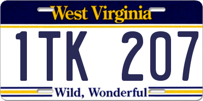 WV license plate 1TK207