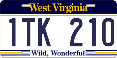 WV license plate 1TK210