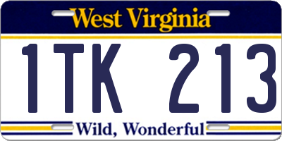WV license plate 1TK213