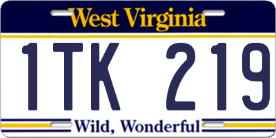 WV license plate 1TK219