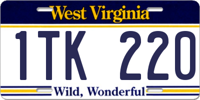WV license plate 1TK220