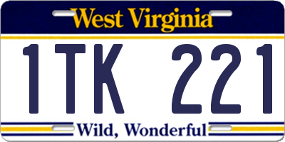 WV license plate 1TK221