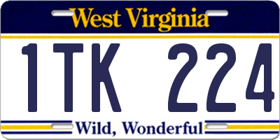 WV license plate 1TK224
