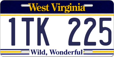 WV license plate 1TK225