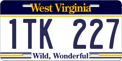 WV license plate 1TK227