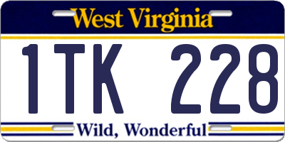 WV license plate 1TK228