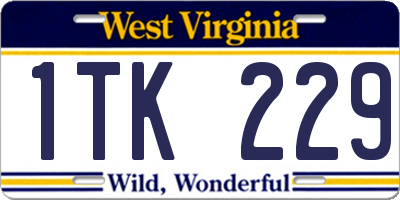 WV license plate 1TK229