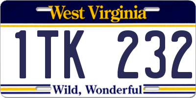 WV license plate 1TK232