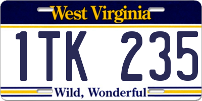 WV license plate 1TK235