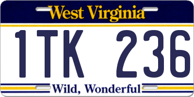 WV license plate 1TK236