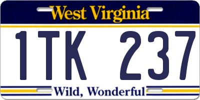 WV license plate 1TK237
