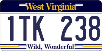 WV license plate 1TK238