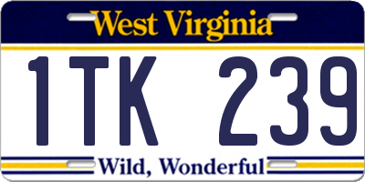 WV license plate 1TK239