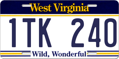 WV license plate 1TK240