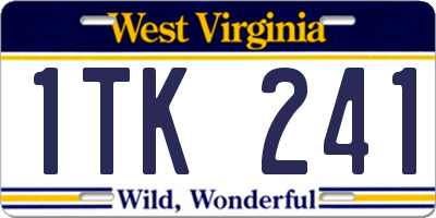 WV license plate 1TK241