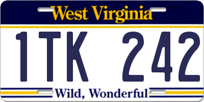 WV license plate 1TK242
