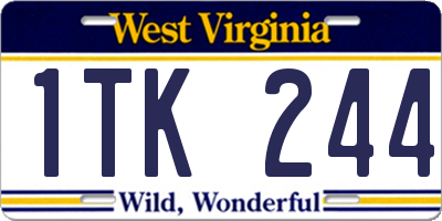WV license plate 1TK244