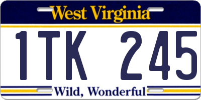 WV license plate 1TK245
