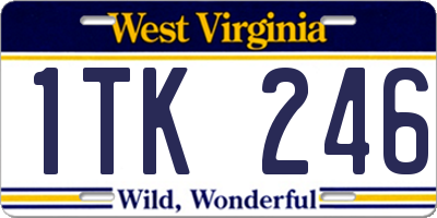 WV license plate 1TK246