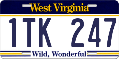 WV license plate 1TK247