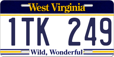 WV license plate 1TK249