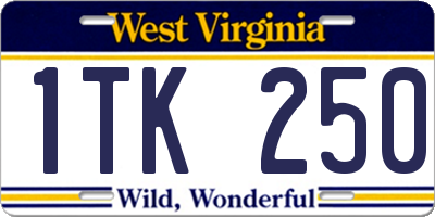 WV license plate 1TK250