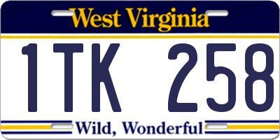 WV license plate 1TK258