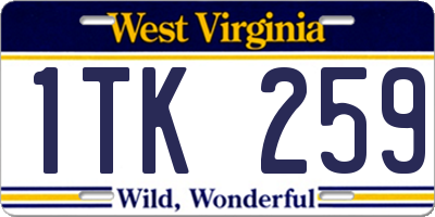 WV license plate 1TK259