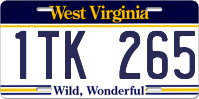WV license plate 1TK265