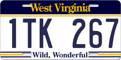 WV license plate 1TK267