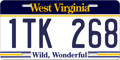 WV license plate 1TK268