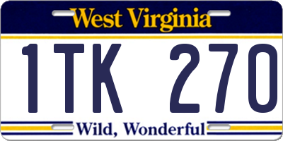 WV license plate 1TK270